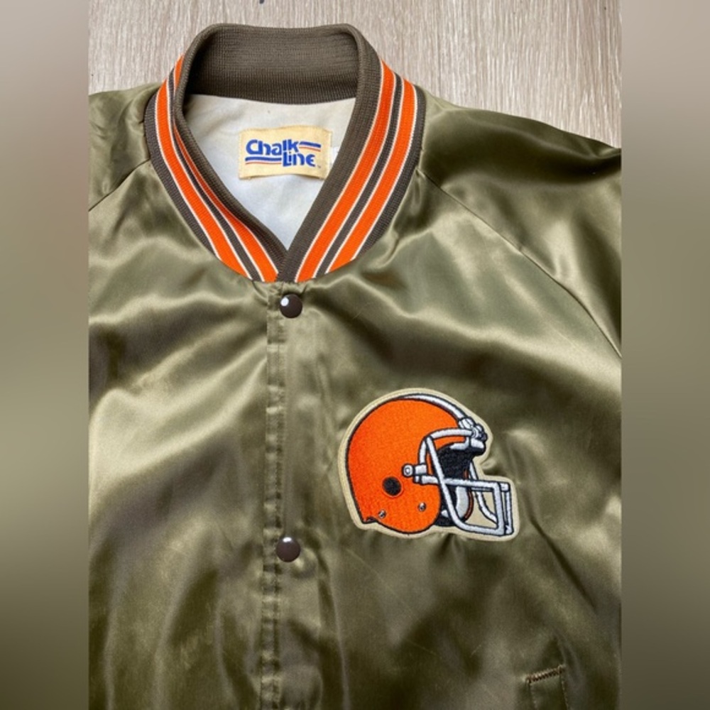 Vintage Chalk Line 90's Cleveland Browns NFL Football Satin Jacket Men's Size XL - Picture 6 of 11